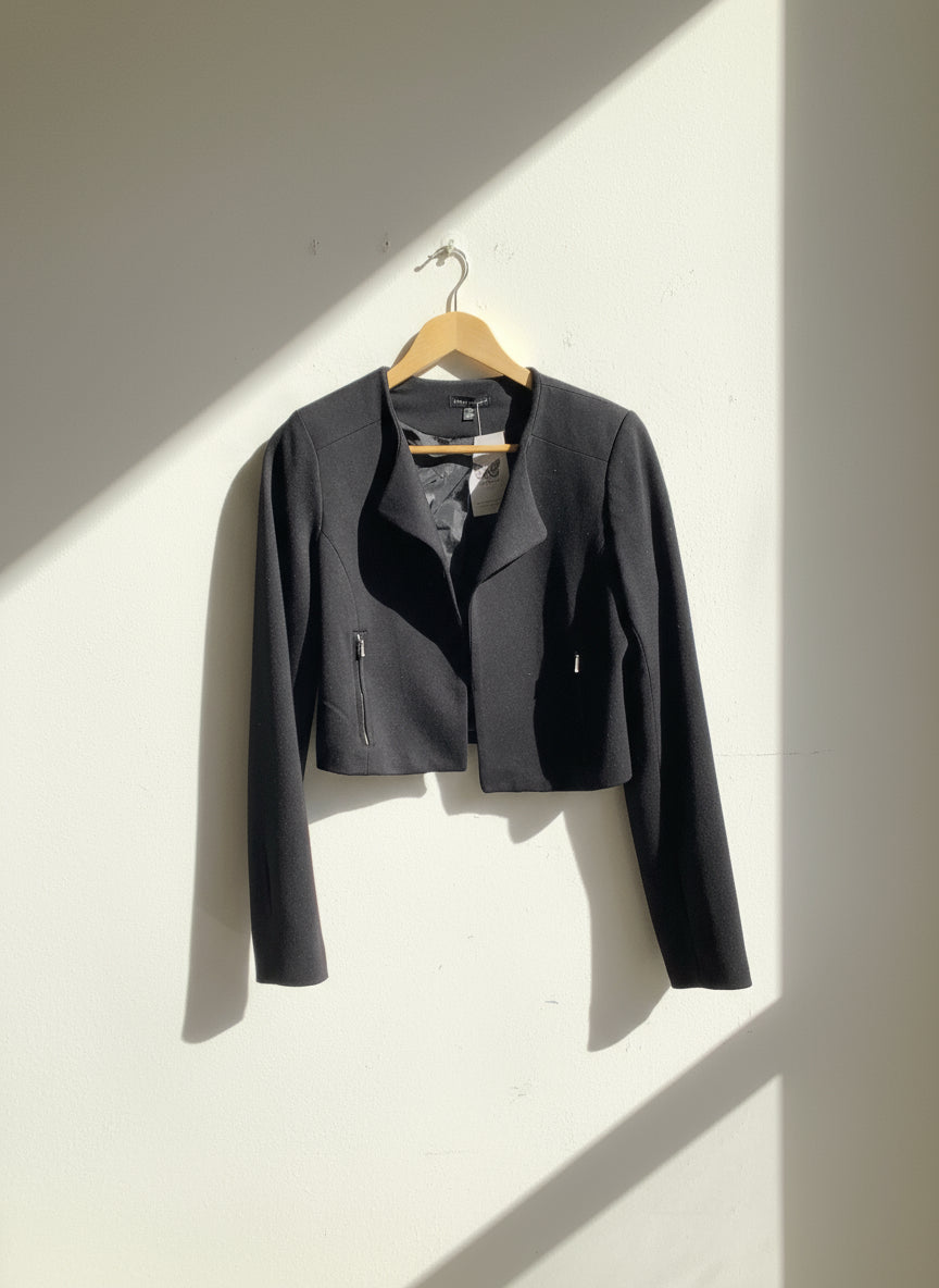 Willi Smith Cropped Black Blazer W/ Zip Pockets