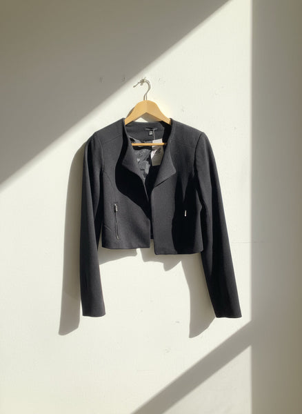 Willi Smith Cropped Black Blazer W/ Zip Pockets