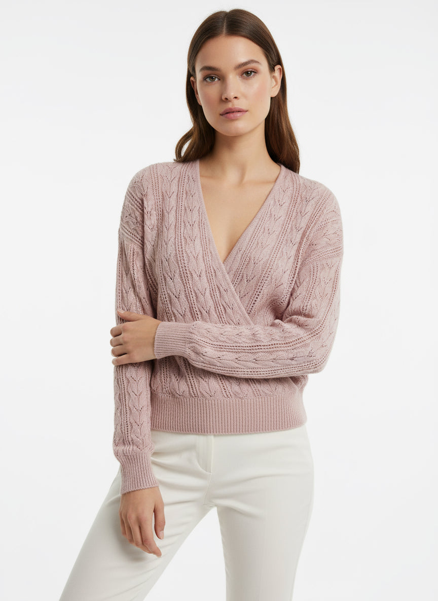 RW&CO Soft Blush Pink Wrap Sweater
