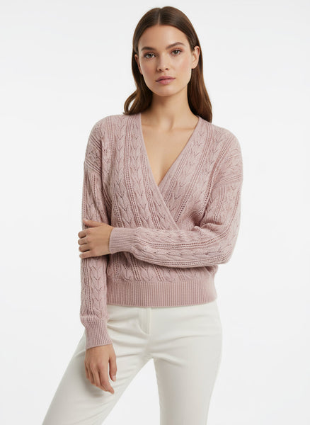 RW&CO Soft Blush Pink Wrap Sweater