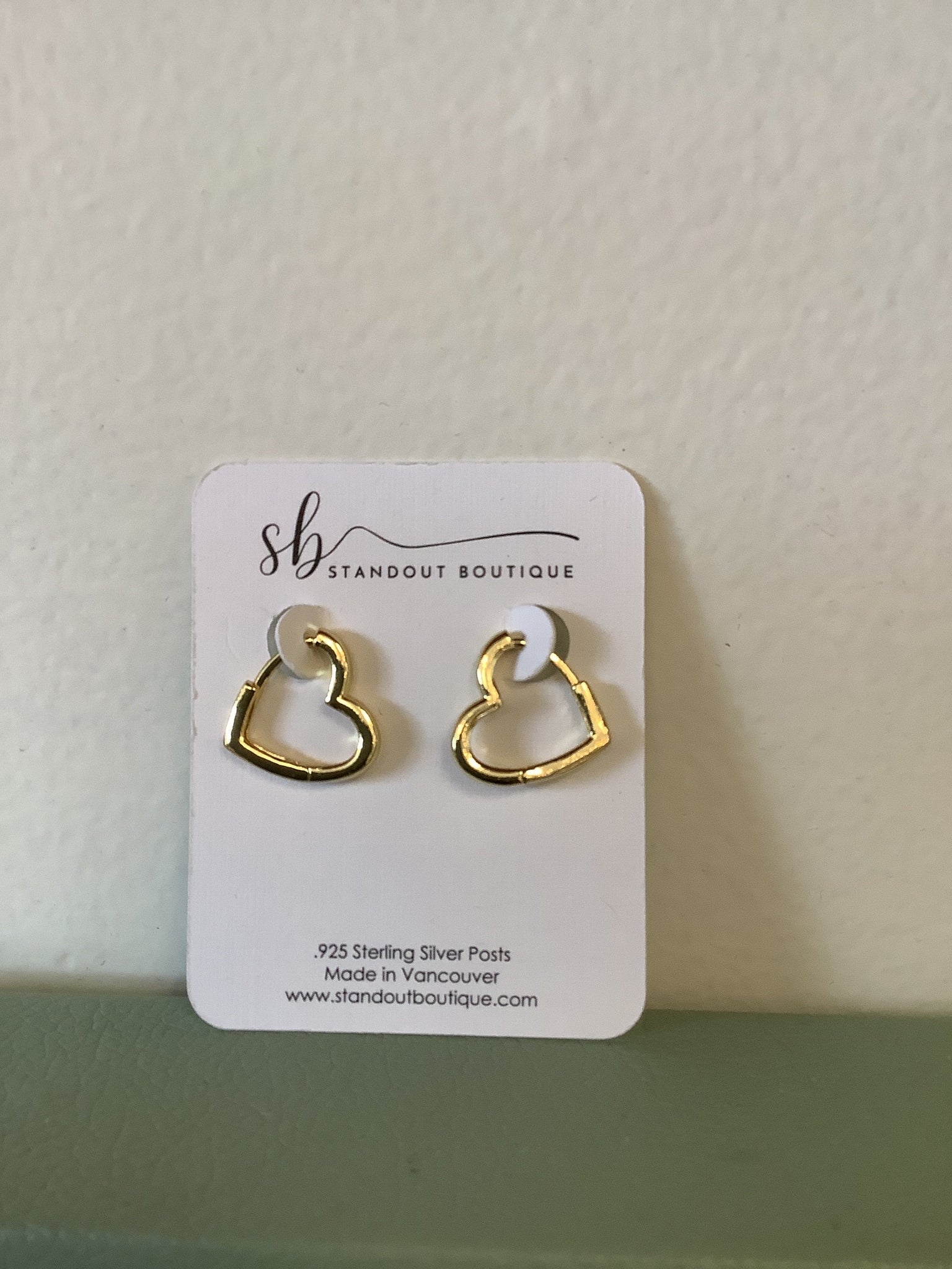 Standout Boutique Gold Heart Huggies