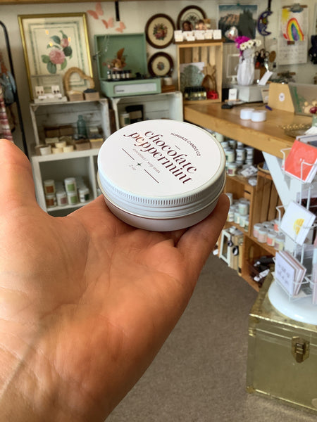 Sundaze Chocolate Peppermint 2oz Coconut / Soy wax travel candle