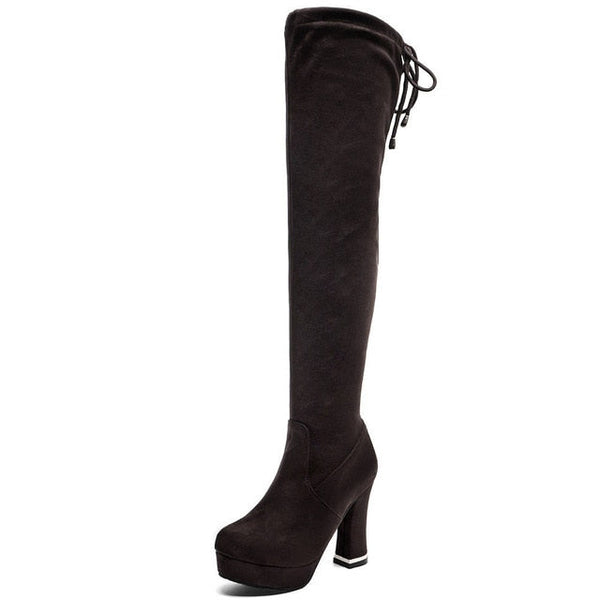 Knee High Platform Block Heels