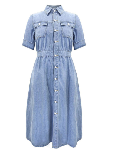 Button-Down Denim Dress with practical styling and dependable silhouette control.