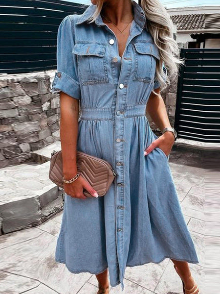 Button-Down Denim Dress with practical styling and dependable silhouette control.