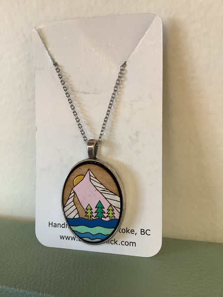 Sick Chick Sunrise Mountain scene necklace #14