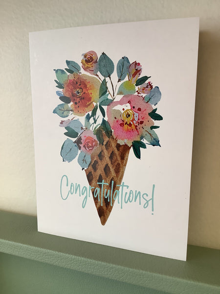 Chelsey Freyta Congratulations Flower Cone Printed Card