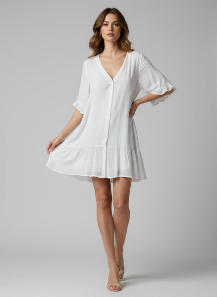 Vintage Inspired White Button Down Dress