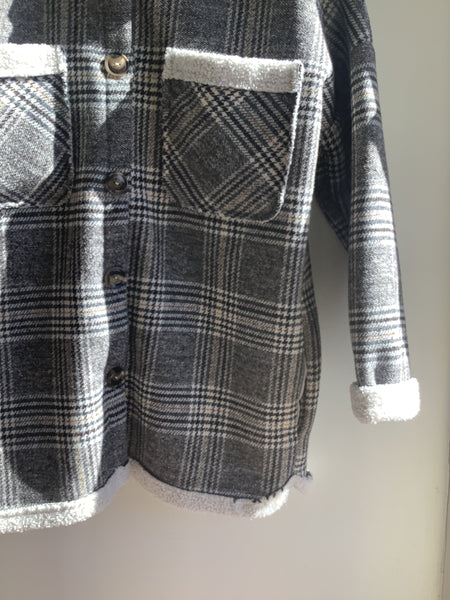 Vintage Plaid Sherpa-Lined Shacket