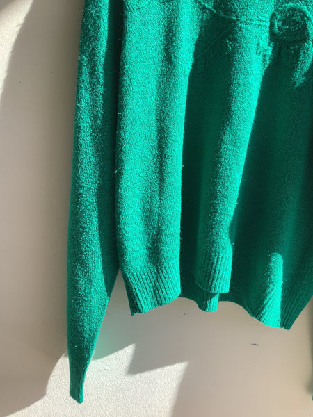Vintage 90s Kelly Green Textured Knit Sweater
