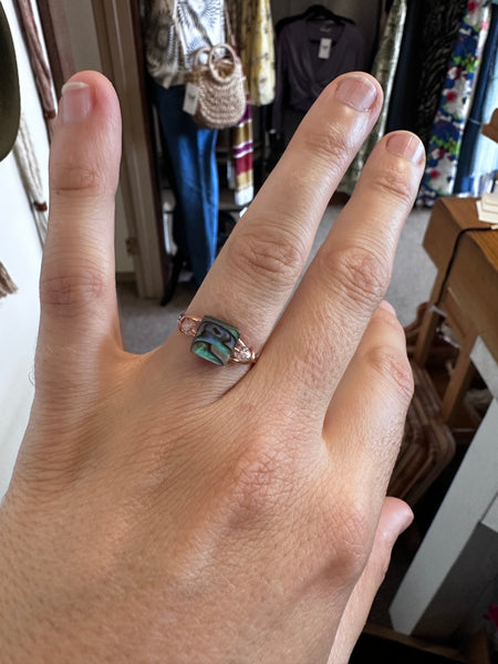 Copper Wire Abalone Ocean Ring