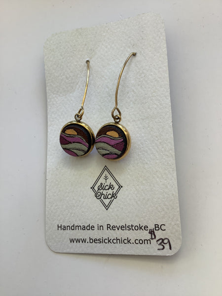 Purple Sunset Gold Dangle Earrings - Sick Chick
