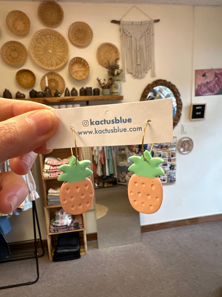Kactus Blue Pineapple Clay Earrings