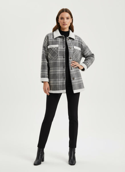Vintage Plaid Sherpa-Lined Shacket