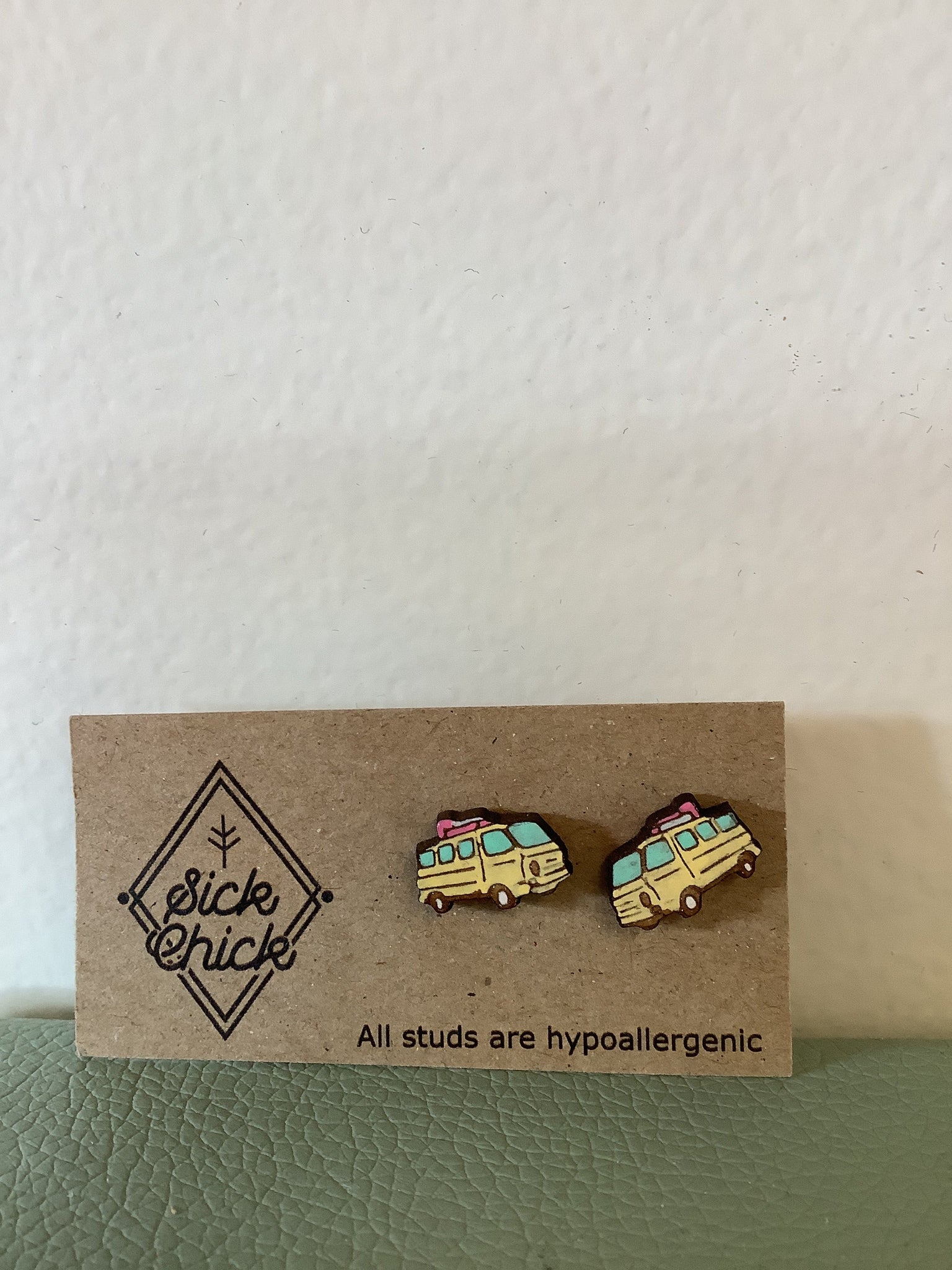 Sick Chick Yellow Camper Van Studs #42