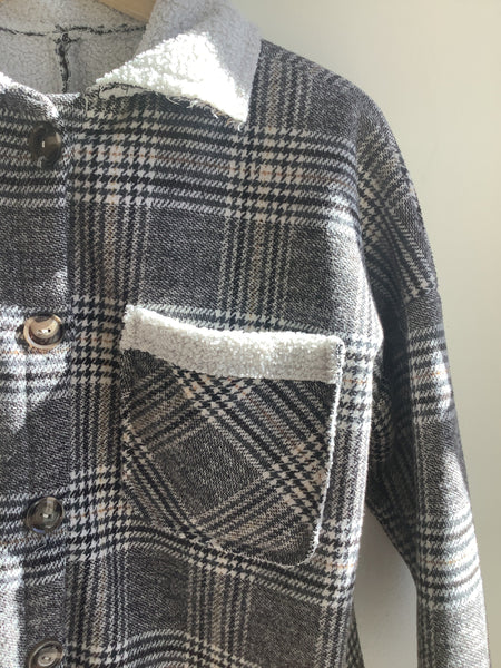 Vintage Plaid Sherpa-Lined Shacket