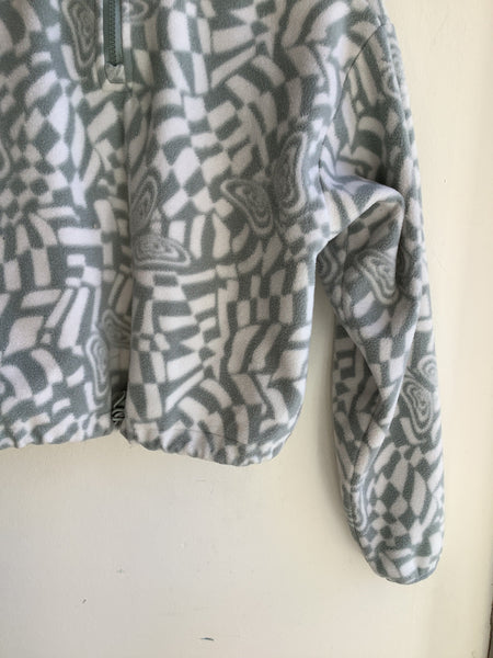 Harlow Sage Green & White Patterned Fleece Pullover