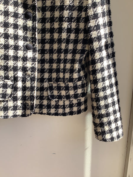 Vintage Bianca Black& White Houndstooth Cropped Blazer