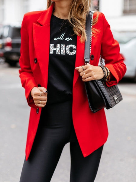 Elegant Double-Breasted Blazer with Long Sleeves