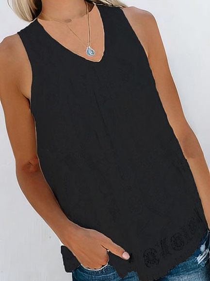 Elegant Lace Sleeveless Blouse with Round Neck