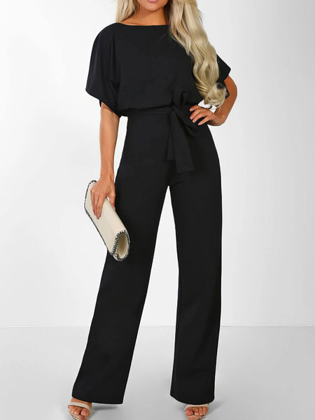 Elegant Lace-up Short-sleeved Women's Romper