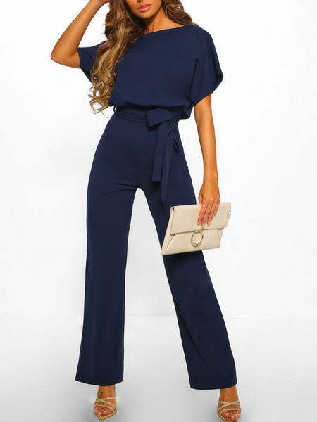 Elegant Lace-up Short-sleeved Women's Romper
