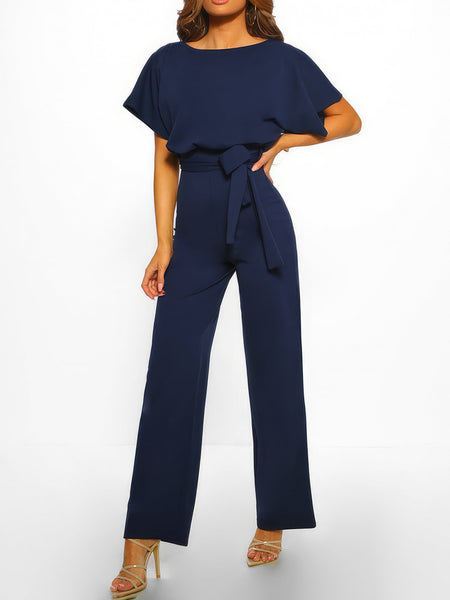 Elegant Lace-up Short-sleeved Women's Romper