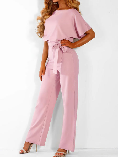 Elegant Lace-up Short-sleeved Women's Romper