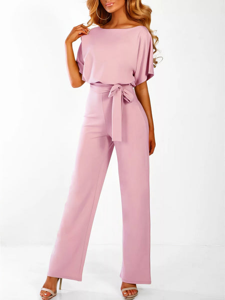 Elegant Lace-up Short-sleeved Women's Romper