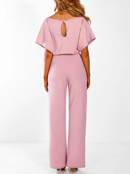 Elegant Lace-up Short-sleeved Women's Romper
