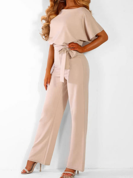 Elegant Lace-up Short-sleeved Women's Romper