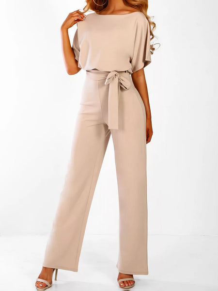 Elegant Lace-up Short-sleeved Women's Romper