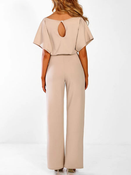 Elegant Lace-up Short-sleeved Women's Romper