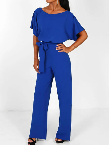 Elegant Lace-up Short-sleeved Women's Romper