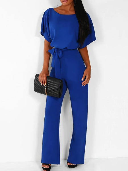 Elegant Lace-up Short-sleeved Women's Romper