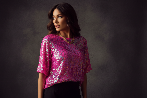 women's elegant sequin top made for easy styling and wardrobe coordination, with premium-like structure and finish. with practical styling and