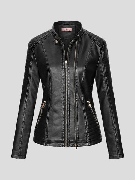 Women's Elevate Your Look: Stylish Zip-Up Leather Jacket
