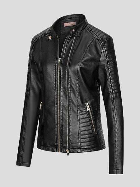 Women's Elevate Your Look: Stylish Zip-Up Leather Jacket