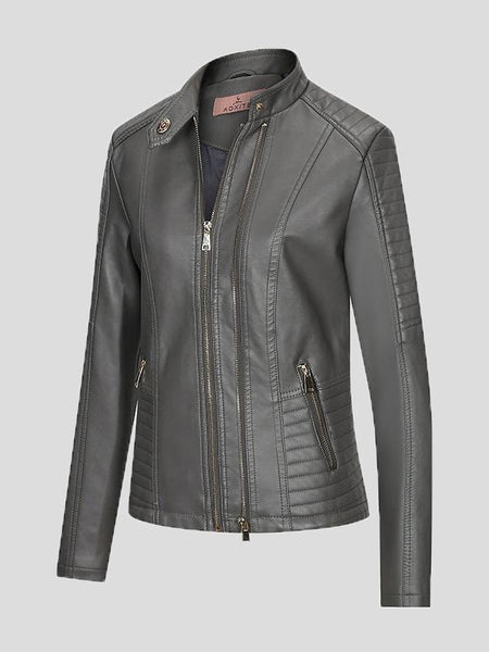 Women's Elevate Your Look: Stylish Zip-Up Leather Jacket