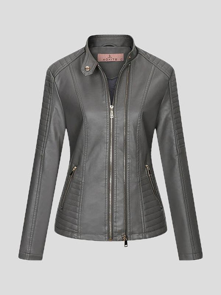 Women's Elevate Your Look: Stylish Zip-Up Leather Jacket