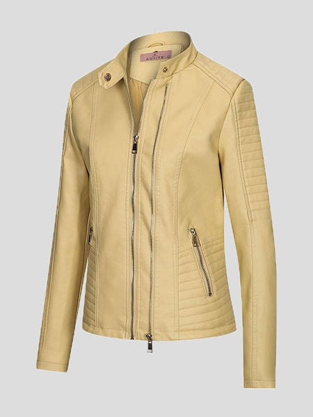 Women's Elevate Your Look: Stylish Zip-Up Leather Jacket