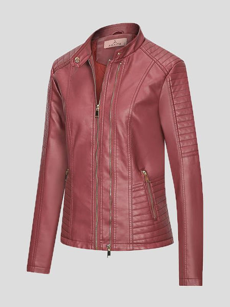 Women's Elevate Your Look: Stylish Zip-Up Leather Jacket