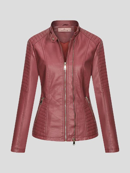 Women's Elevate Your Look: Stylish Zip-Up Leather Jacket