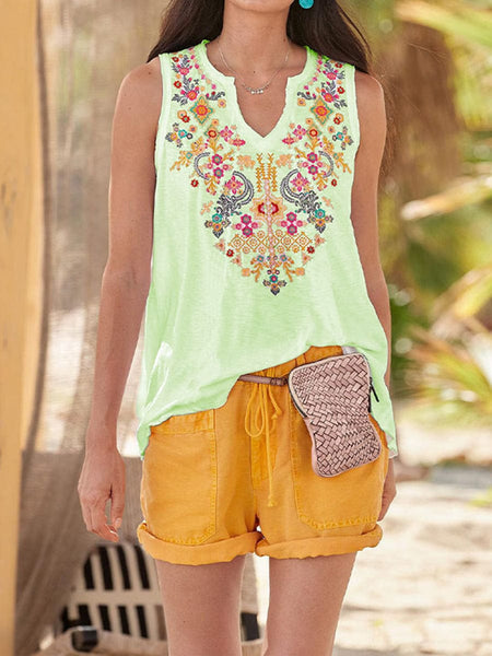 Floral Embroidered Tank Tops