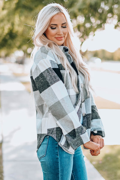 Simple Long Sleeve V-Neck Button Lapel Blouse