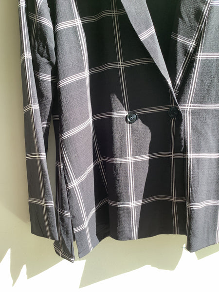 Black & White Windowpane Check Blazer