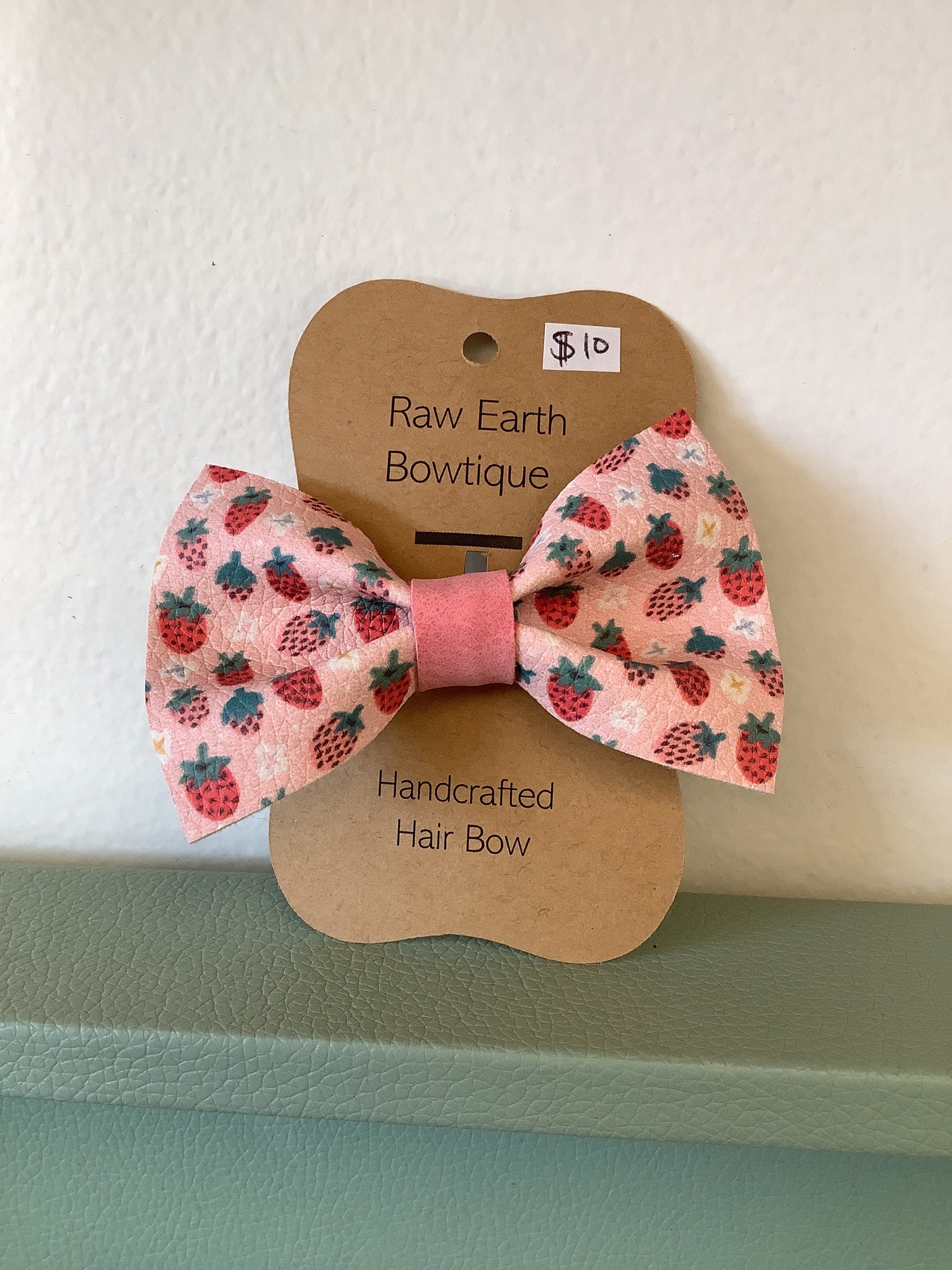 Raw Earth Bowtique Mini Strawberry Hair Bow