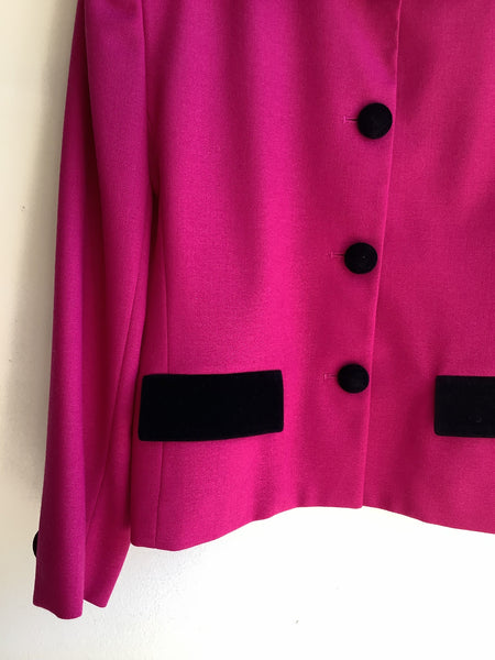 Vintage Jeremy Scott 80s Hot Pink Wool Blazer