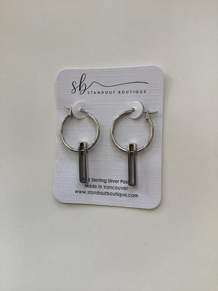 Silver Hoops With Dangle Post Earrings - Standout Boutique( Vancouver, BC)