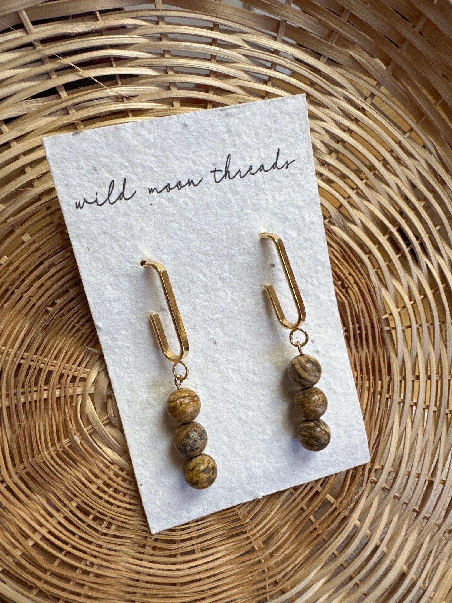 Wildmoon Threads Brown Jasper Stone Earrings